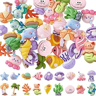 72 Pcs Colorful Sea Animal Resin Charms for Crafts
