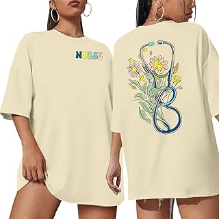Funny floral nurse t-shirt for women