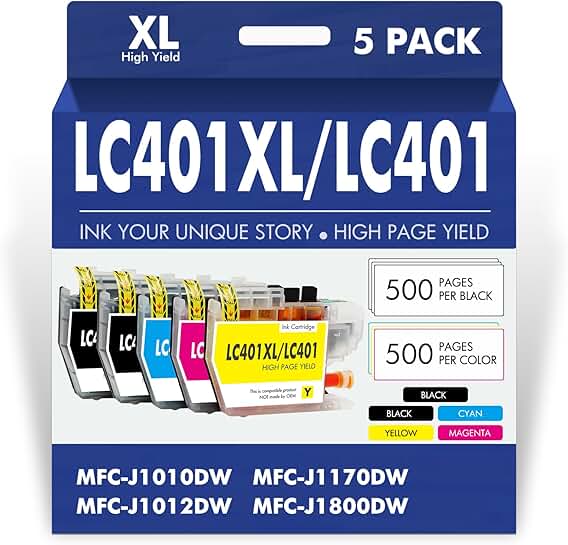 High Yield Ink Cartridges for Brother MFC-J1010DW Printer