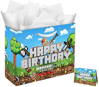 Large 13-inch Video Game Gift Bag Set with Card and Tissue