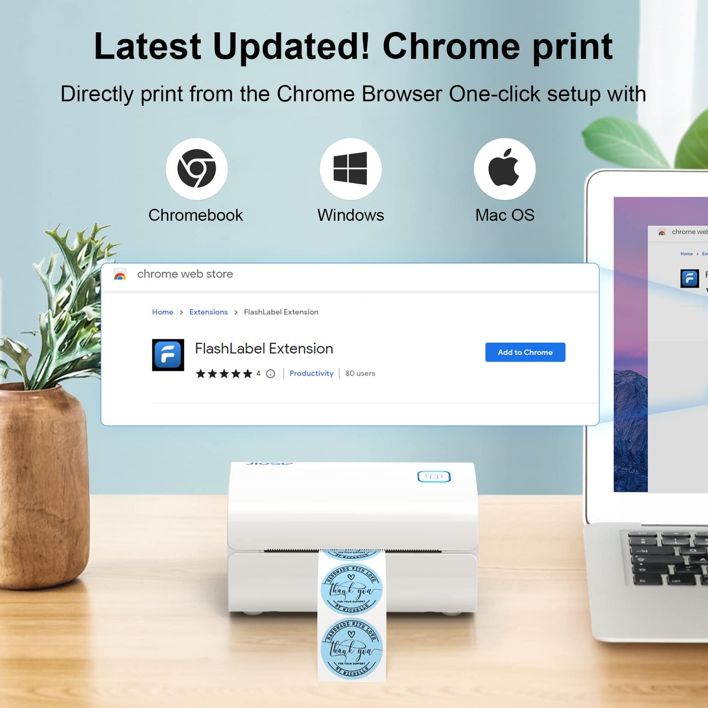 Thermal Label Printer - 4x6 Label Printer for Small Business Shipping Packages - One-Click Printing on Windows Mac Chrome Systems,Support USPS Shopify etc