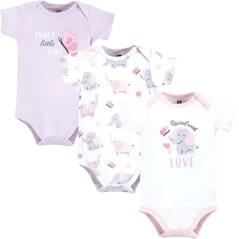 Baby girls' cotton bodysuits pack of three