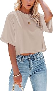 Women's Short Sleeve Round Neck Summer Crop Top