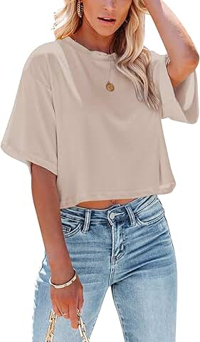 Women's Short Sleeve Round Neck Summer Crop Top