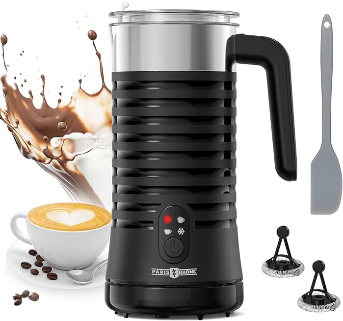4-in-1 electric milk frother with hot and cold foam