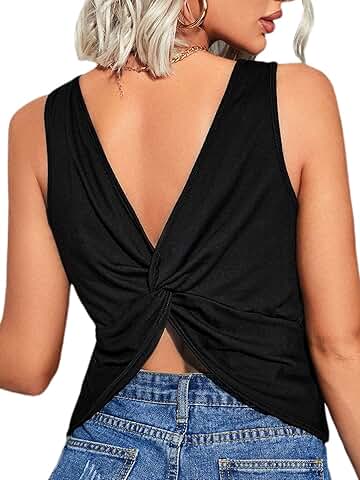 Women’s Casual Backless Sleeveless Loose Tank Top