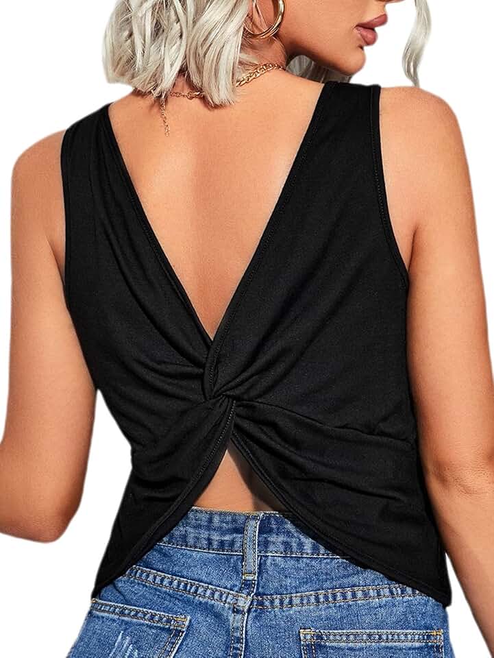 Women’s Casual Backless Sleeveless Loose Tank Top
