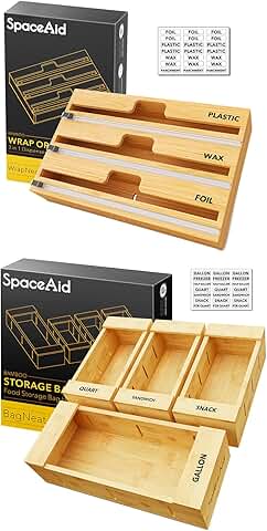 3-in-1 Wrap Dispenser with Cutter and Labels, 4 Pack