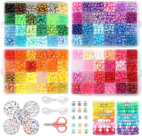 3200 Pony Beads Bulk in 96 Colors with Storage and Tools