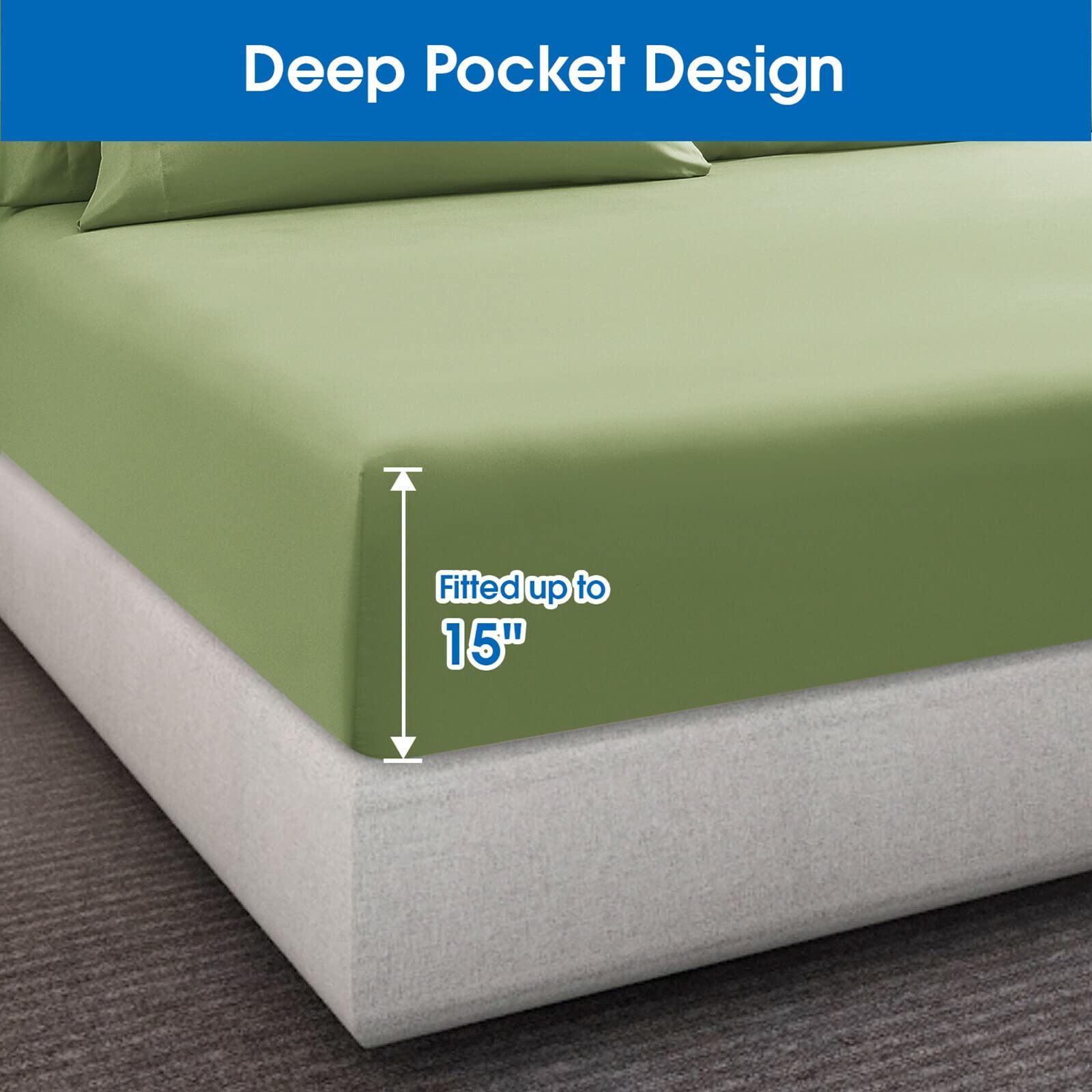6 Piece Bed Sheets Set King, Sage Green), 1800 Bedding Soft Brushed Microfiber Sheets, Deep Pockets, Easy Care, Wrinkle  Fade Free