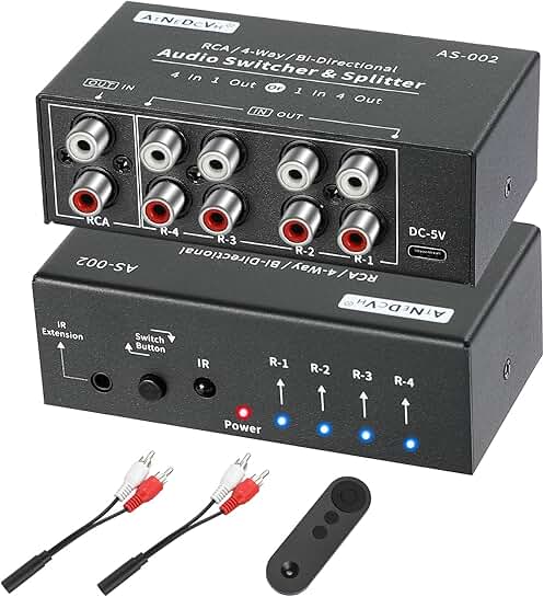 4-Way Stereo Audio Switcher with Remote