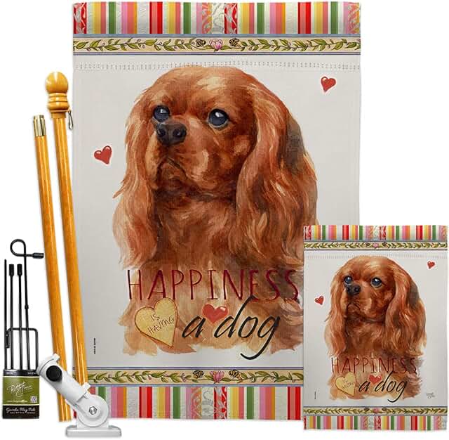 Ruby Cavalier King Spaniel Garden House Flag