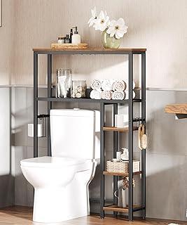 Over-the-Toilet 5-Tier Bathroom Storage with Hooks