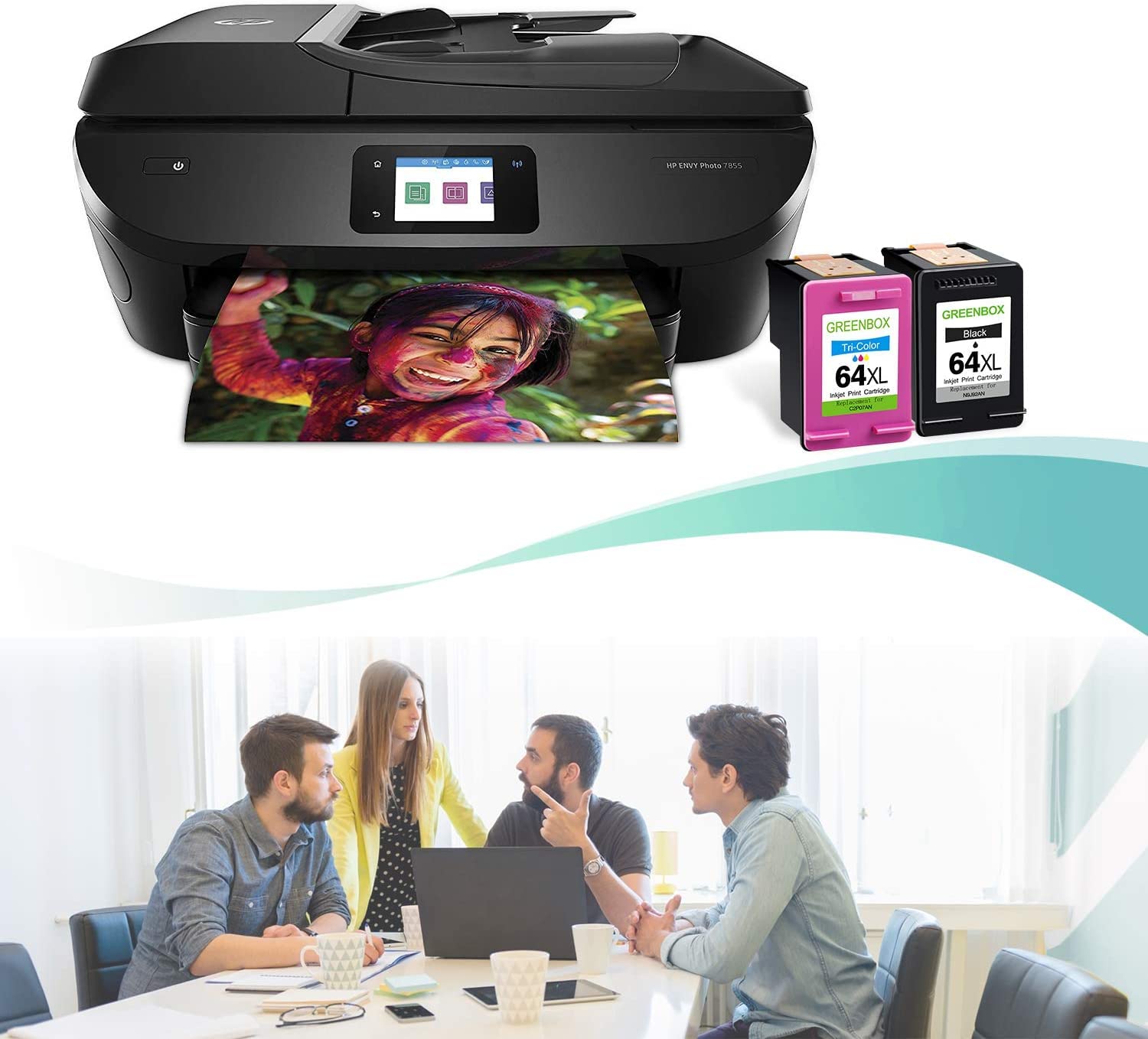 Remanufactured High-Yield 64 Ink Cartridge Replacement for HP 64XL for HP Envy Photo 7155 7855 6255 7120 6252 6220 6230 6258 7158 7130 7132 7164 7858 7800 6222 Printer (1 Black 1 Tri-Color)