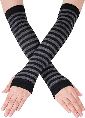 Fingerless Long Sleeve Knit Arm Warmers for Women
