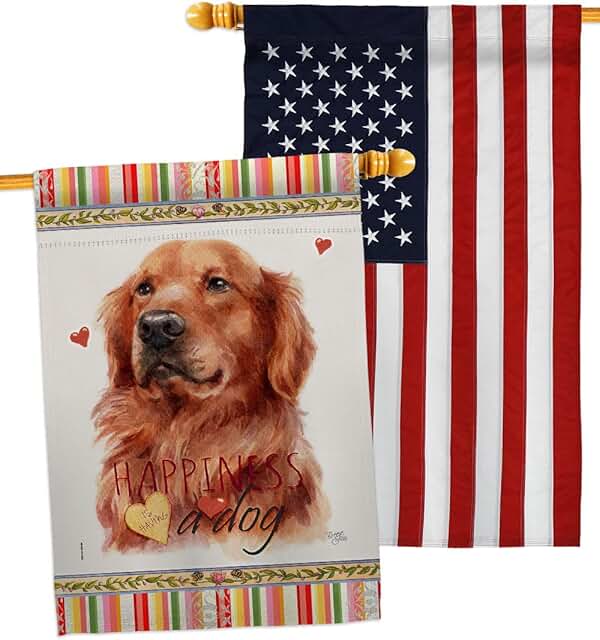 Red Golden Retriever House Flag for Garden or Yard