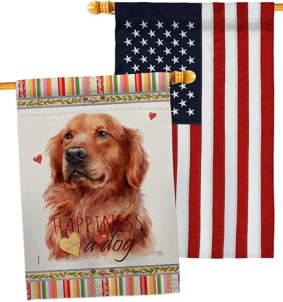 Red Golden Retriever House Flag for Garden or Yard