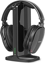 Wireless TV Headphones with Charging Dock and RF Transmitter