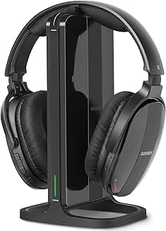 Wireless TV Headphones with Charging Dock and RF Transmitter