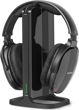 Wireless TV Headphones with Charging Dock and RF Transmitter