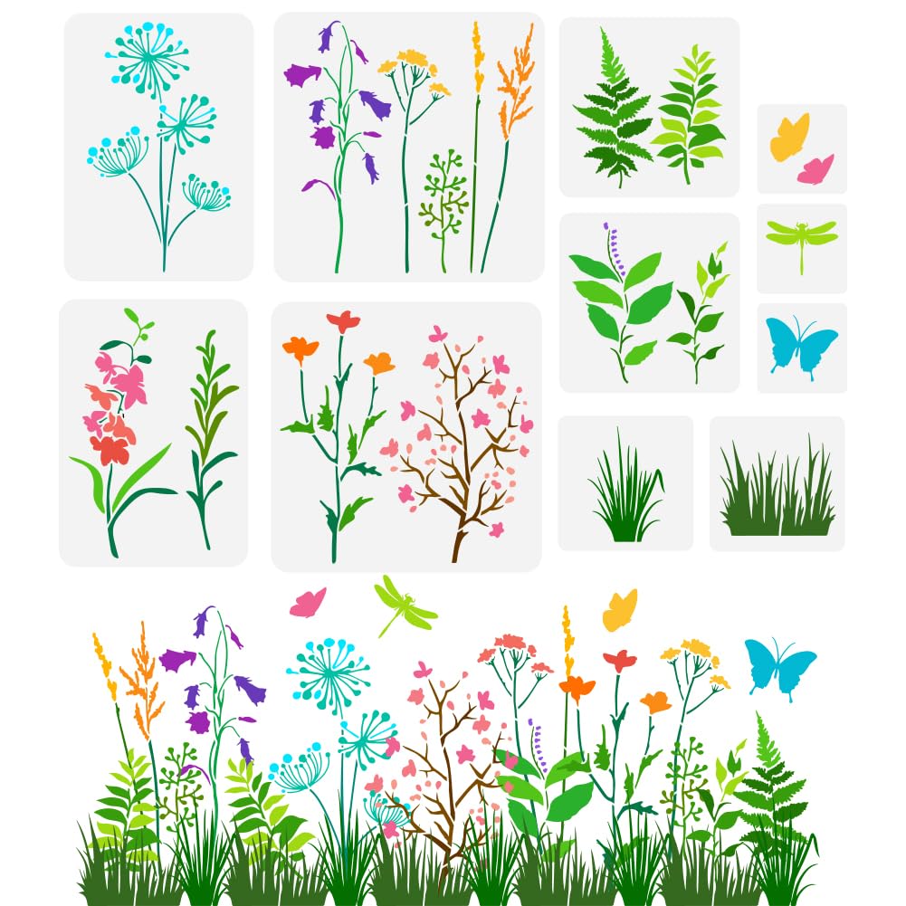Wildflower Dreams DIY Painting Kit 11 PCS Reusable Stencils
