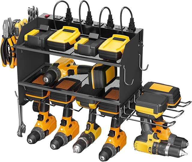 Modular Power Tool Organizer with Charging Station and Storage
