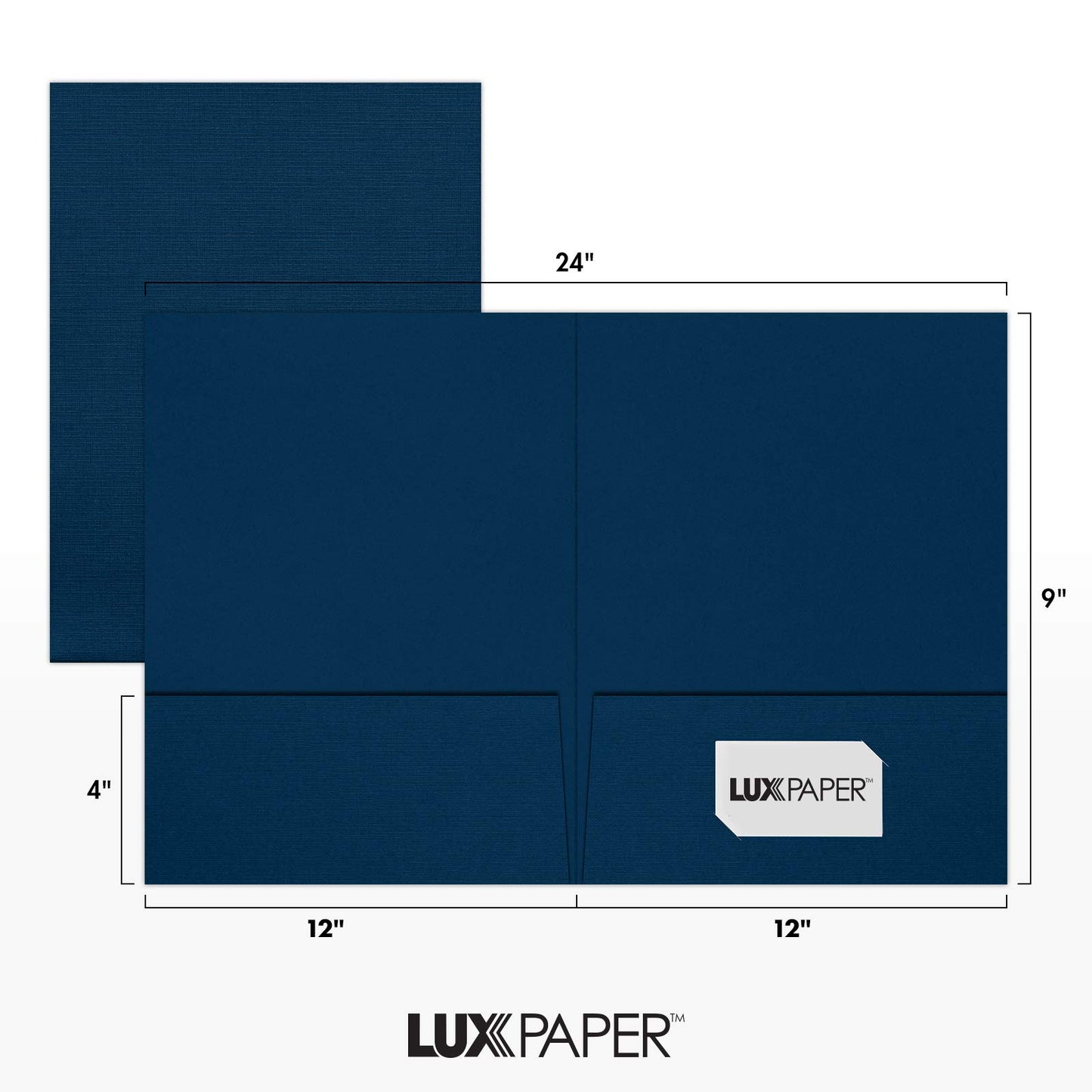 9x12 Nautical Blue Linen Presentation Folders, 25 Pack
