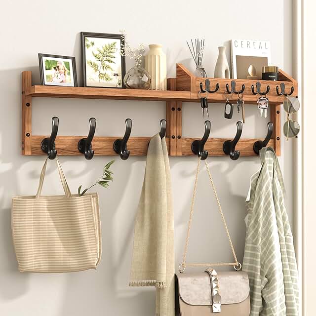 29-inch wall coat rack with shelf and hooks