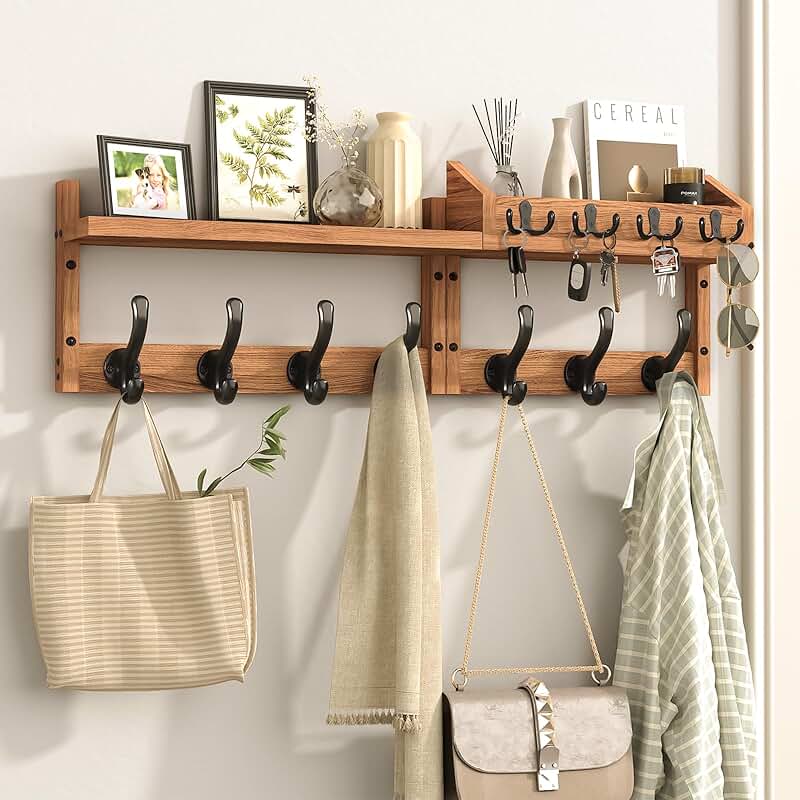 29-inch wall coat rack with shelf and hooks