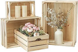 Set of 4 Unfinished Wooden Storage Crates