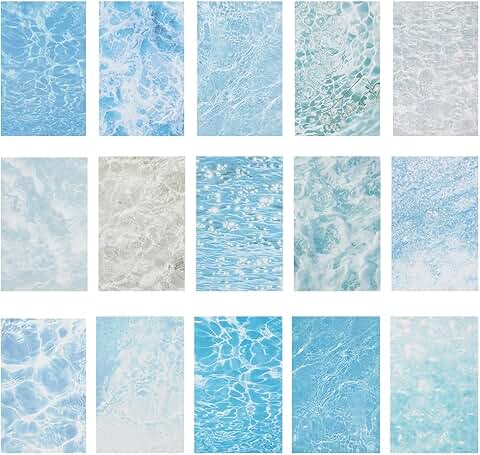 180 Sheets of Blue Ocean Wave Scrapbook Paper, 3.66"x5.63"