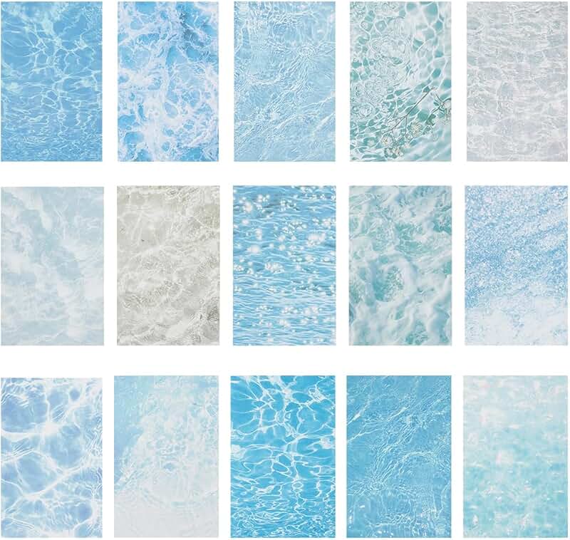 180 Sheets of Blue Ocean Wave Scrapbook Paper, 3.66"x5.63"