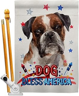 Patriotic Boxer Dog House Flag Set for Garden Yard