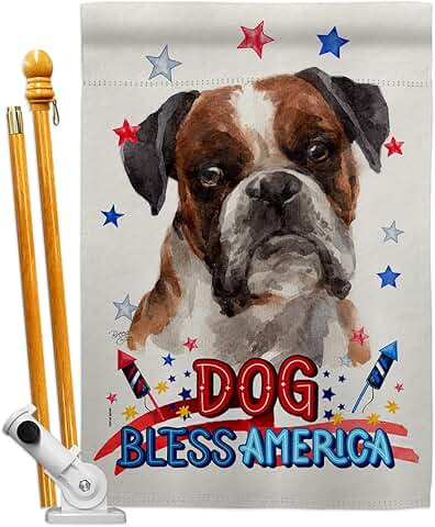Patriotic Boxer Dog House Flag Set for Garden Yard