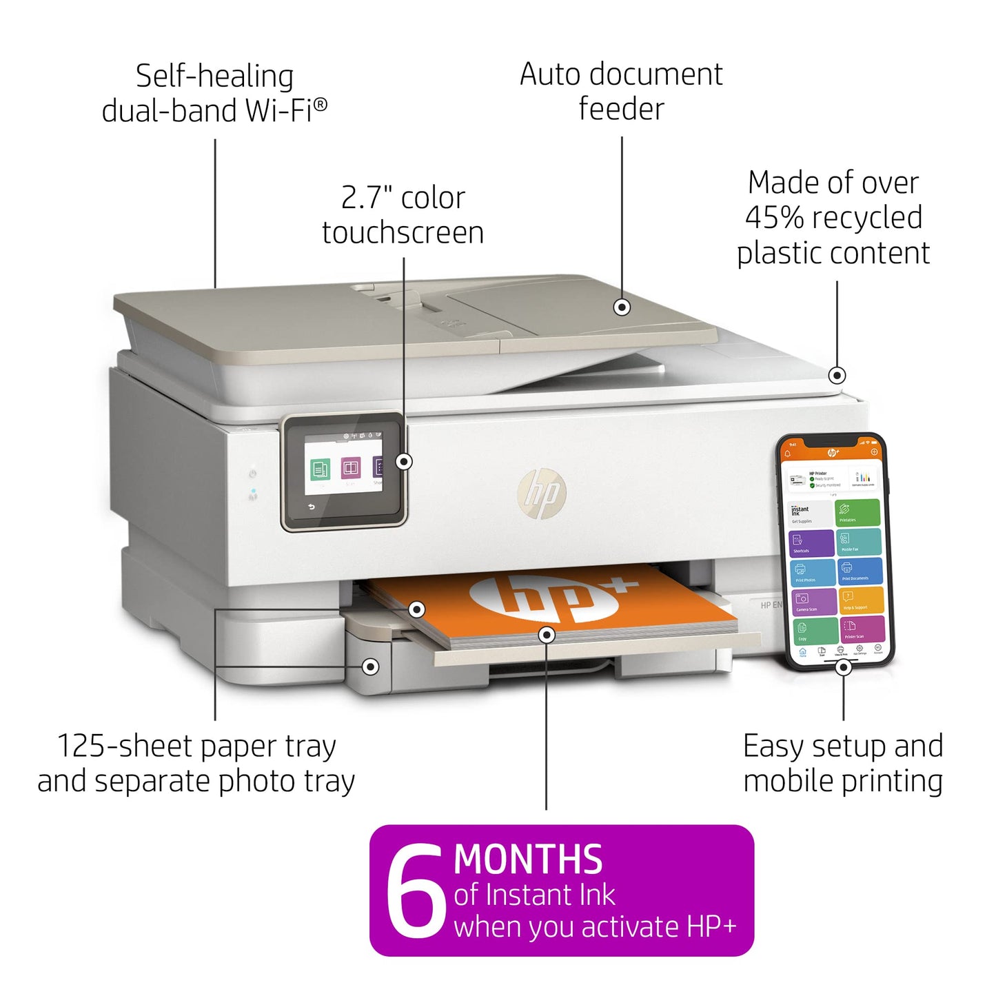 Envy Inspire 7955e Wireless Color All-in-One Printer with Bonus 6 Months Instant Ink with + (1W2Y8A)