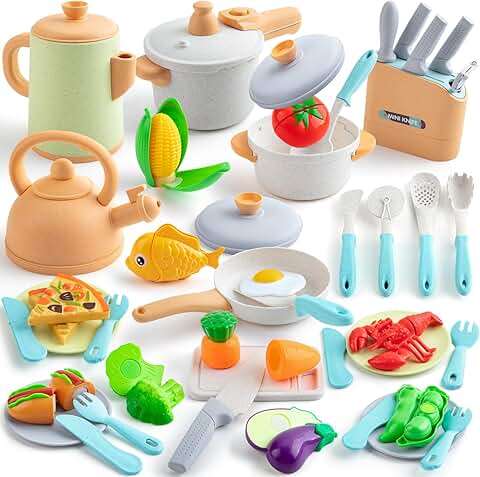 Kids Play Kitchen Set with 42 Pieces for Toddlers