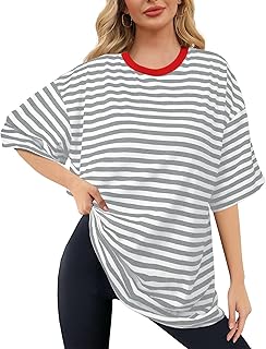 Women's Oversized Striped Color Block T-Shirt