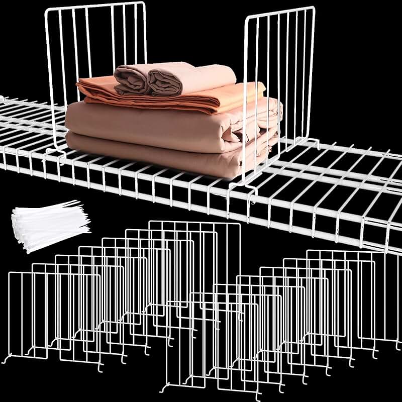 20 Pack Wire Closet Shelf Dividers for Clothes and Storage
