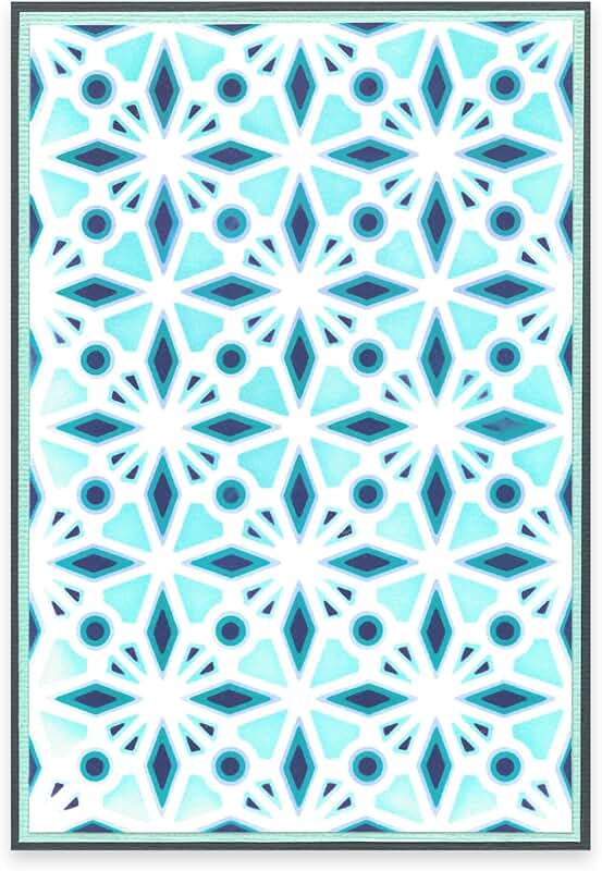 Set of four layered stencil templates with geometric crystal designs