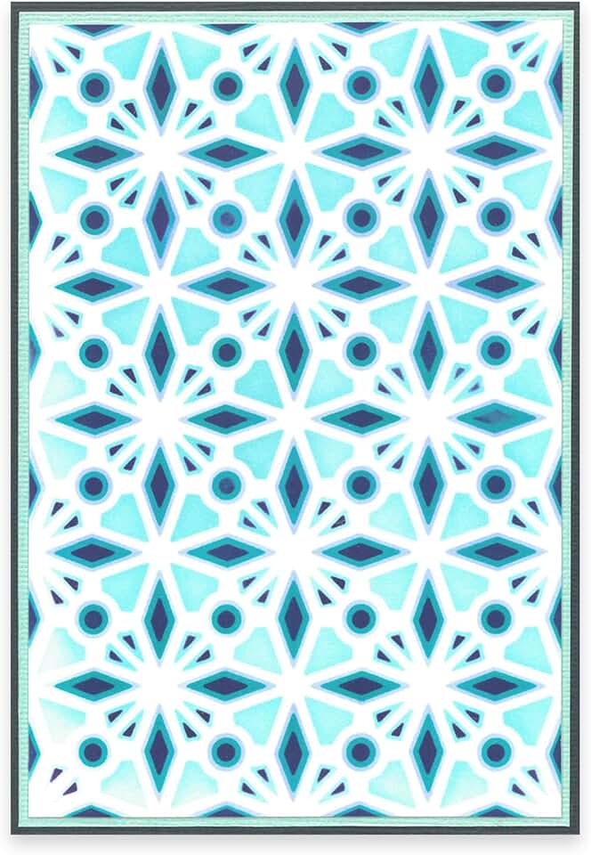 Set of four layered stencil templates with geometric crystal designs