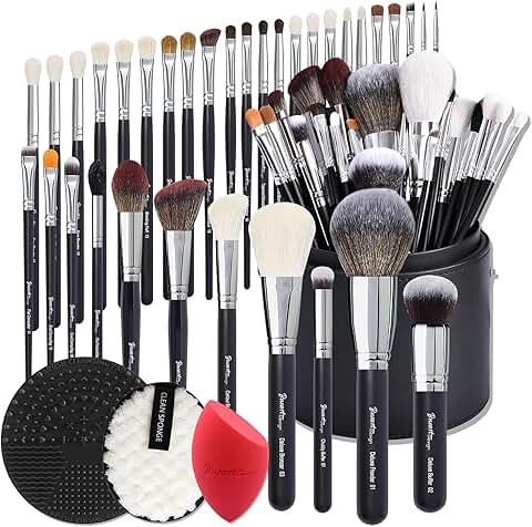 Professional 34-Piece Goat and Horse Hair Makeup Brush Set