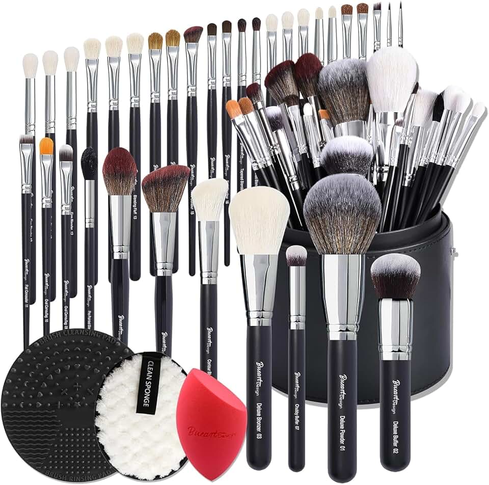 Professional 34-Piece Goat and Horse Hair Makeup Brush Set