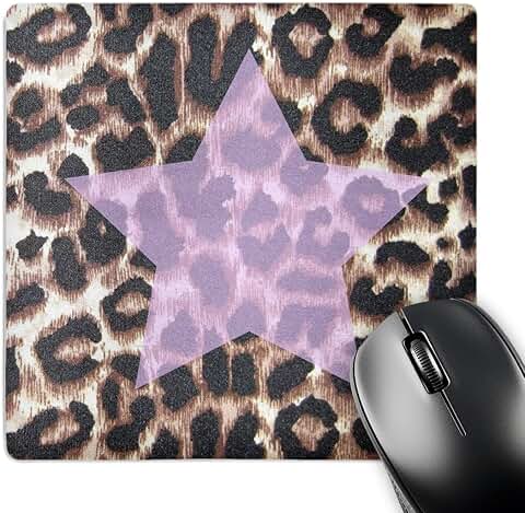 Pink Star Leopard Print Mouse Pad