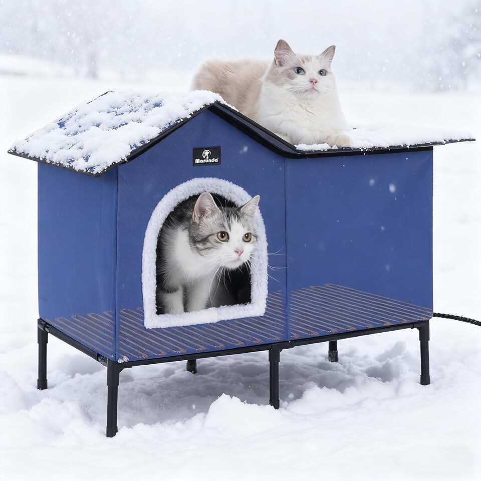 Large Heated Cat House for Outdoor and Indoor Use