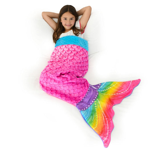 Rainbow Mermaid Shimmers Wele Blanket, Machine Washable Wele Blanket, Perfect for Gifts, Sleepovers, and Daily Use Kids Size