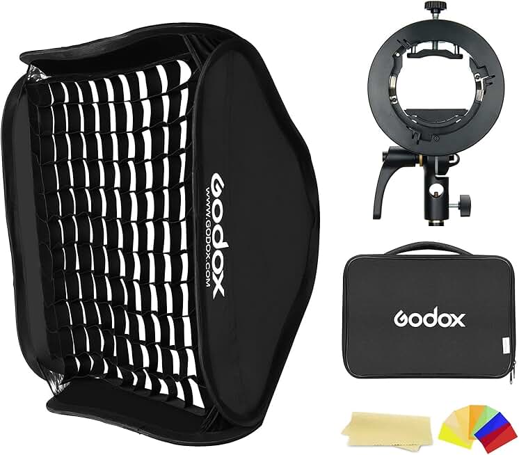 Foldable 23x23 inch Softbox with Grid and Mount