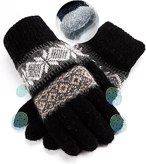 Warm winter gloves for women with touch screen, black