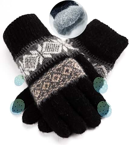 Warm winter gloves for women with touch screen, black