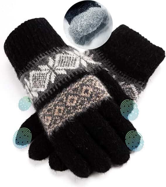 Warm winter gloves for women with touch screen, black