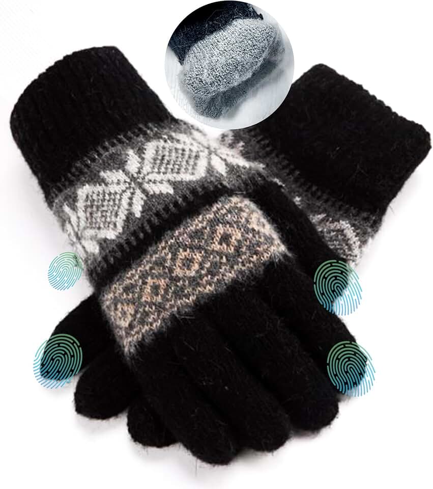 Warm winter gloves for women with touch screen, black
